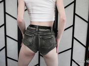 Petite Nymphet - Custom Denim Shorts Booty Shaking
