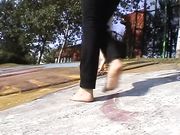 2 Blonde Girls Walking Around Barefoot