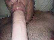 PRACTICING SUCKING HARD LONG COCK.