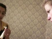 Rubbing my new boyfriends cum on the whores face