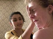 Rubbing my new boyfriends cum on the whores face