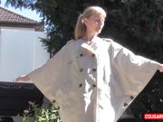 Doris Dawn - Outdoor Upskirt Bending In My Beige Pelerine