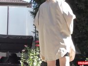 Doris Dawn - Outdoor Upskirt Bending In My Beige Pelerine