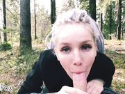 Red Fox - Outdoors Blowjob Teenage Nympho In The Forest Gets Cum On Face Red Fox