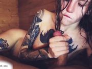 Red Fox - Tattooed Beauty Blowjob Cock Stranger In Steam Room