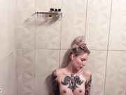 Red Fox - Tattooed Girl Washes And Pees In The Shower Beautiful Golden Rain Red Fox
