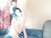 PussycatMoz - Sensual Topless JOInt Smoking