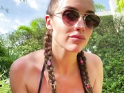 Kristina Sweet - Luxury Girl made a Blowjob to her Gardener. POV Outdoor Hot