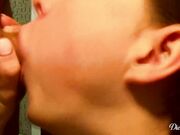 DickForLily - Brunette gives Sloppy Blowjob and gets a Lot of Cum in Mouth and Face