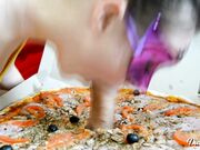 DickForLily - Over a Slice of Pizza she Sensitively Examines my Foreskin and Sucks Cock