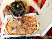 DickForLily - Over a Slice of Pizza she Sensitively Examines my Foreskin and Sucks Cock