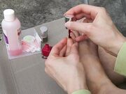 mylene - Foot Fetish Painting My Toenails Red