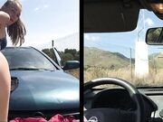 Ivy Roses - Riding Dildo In Public Road On Car Hood
