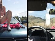 Ivy Roses - Riding Dildo In Public Road On Car Hood