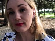 Ivy Roses - Risky Naked Cum On Public Picnic Table