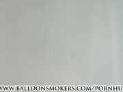 Teen pops balloons with nails topless