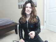 Goddess Green Eyed - Cbt Riding Crop In Catsuit