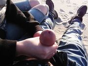 DirtyMolly23 - Risky Outdoor Handjob - Jerking him off on a Public Beach