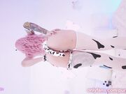 Purple Bitch - Cow Girl Uses 2 Monster Dildos