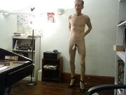 BOB MILGATE COMPLETELY REVEALED WEARING NOTHING BUT SHEER NYLON AND HIGH HEELS