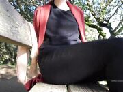 Eevee Frost Exhibitionism in Park - shows off feet and pussy