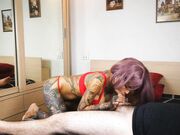 InkedMonster - Red Underwear BJ And Fuck