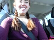 BrandiBraids - Horny Girlfriend Creampied In Car Before Public Coffee Shop 