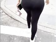 A huge thick ass girl on street voyeur