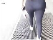 A huge thick ass girl on street voyeur