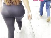 A huge thick ass girl on street voyeur