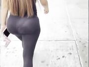A huge thick ass girl on street voyeur