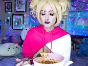 KatSaysMeow - Blonde Topless Mukbang