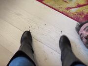 Glamour Brats - Gabriella - Lick The Mud From My Flat Boots! - Muddy Boots Cleaning With Tongue - Insane Clip