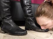 Under Girls Feet - Extreme! Slave Girl Eats Mud From Boots