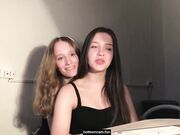 Teen lesbians experimenting on webcam