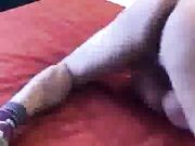 Working blonde bbw in stockings spreads legs