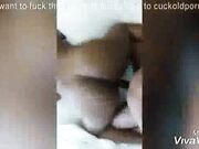 Bareback Babe White slut fun with two black guys