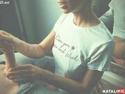 Natali Fiction - Handjob and Big Cumshot in Mouth