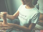 Natali Fiction - Handjob and Big Cumshot in Mouth