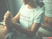Natali Fiction - Handjob and Big Cumshot in Mouth