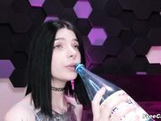 Dark Haired Petite Goth Swallows Big cumshot