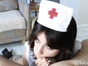 Horny Petite Girl Sucking Big Balls and Licks His Cum