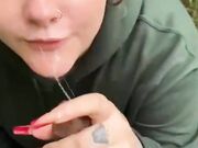 BBW Slut Takes BBC Outdoors