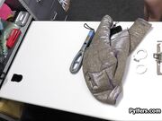 Pierced Asian nipples make officer horny