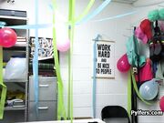 Surprise gangbang party at the security office