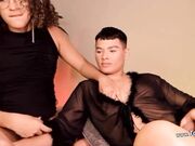 Duo Traps Stroking Their Huge Cock