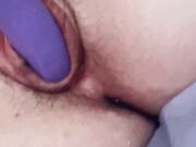 Play with my pussy with my purple vibrator