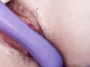 Play with my pussy with my purple vibrator