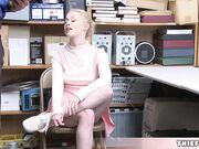 Cute and skinny blonde thief slut fucked