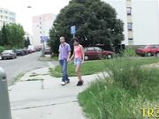 Curvaceous chick rides a massive long sword